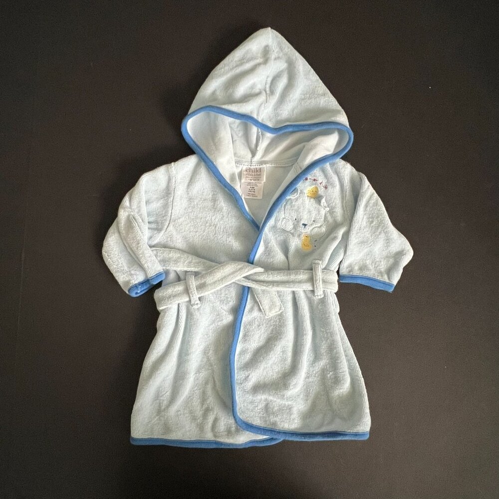3/$12 💥♻ Carter's Light Blue Rub -a- dub Bath Robe with Belt | Size 0-9m | 3787